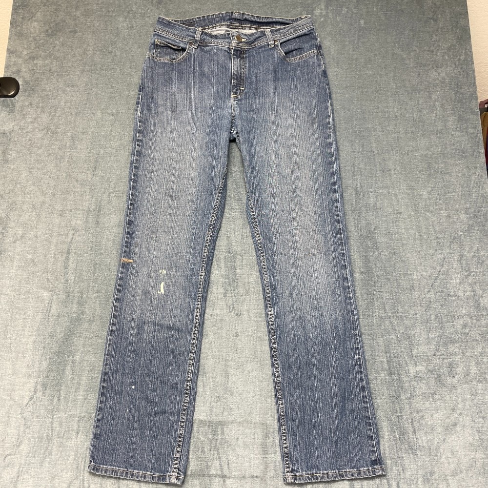 Riders by Lee Jeans Womens 14L Blue Denim Cotton Stretch Straight Leg Mid Rise
